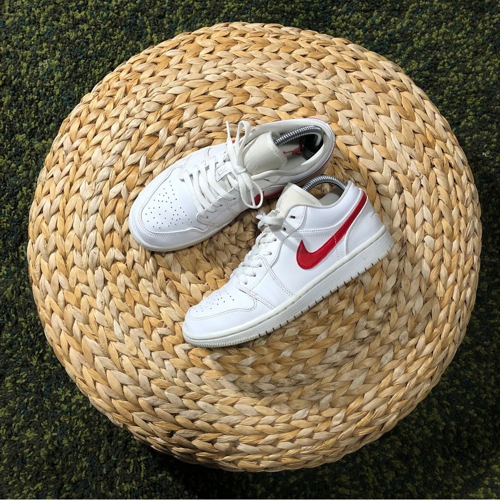 Jordan White and Red Women's Sneakers